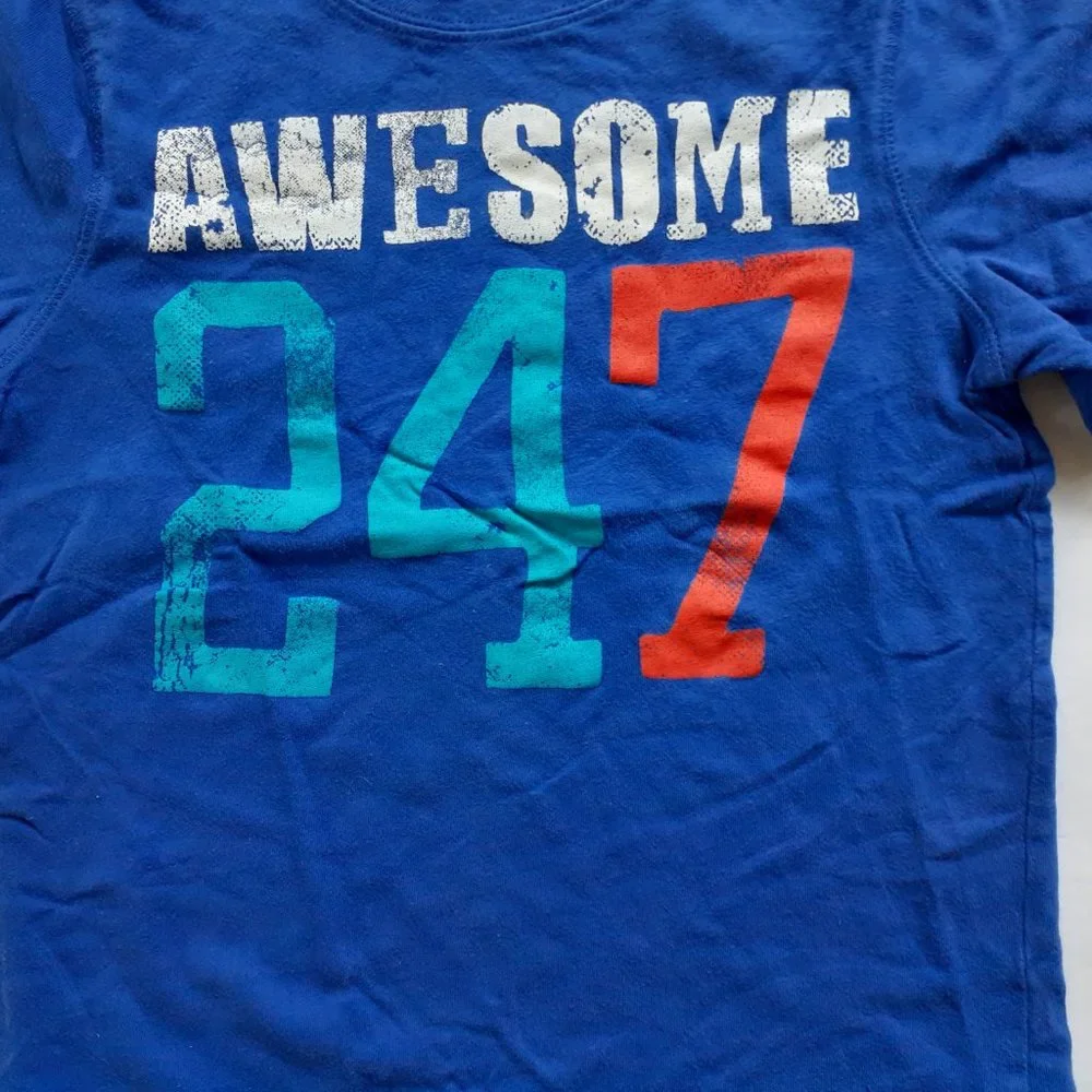Old Navy Boys T-Shirt Blue Short Sleeve Awesome 5T